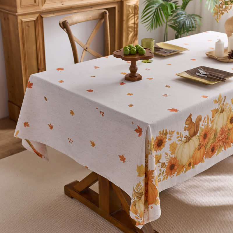 Sunflower Pumpkin Harvest Waterproof Tablecloth