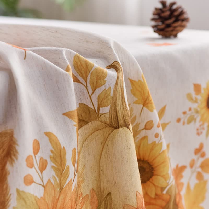 Sunflower Pumpkin Harvest Waterproof Tablecloth