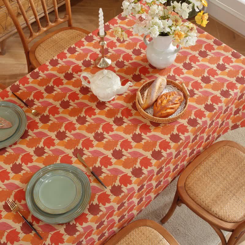 Autumn Harvest Maple Leaf Tablecloth