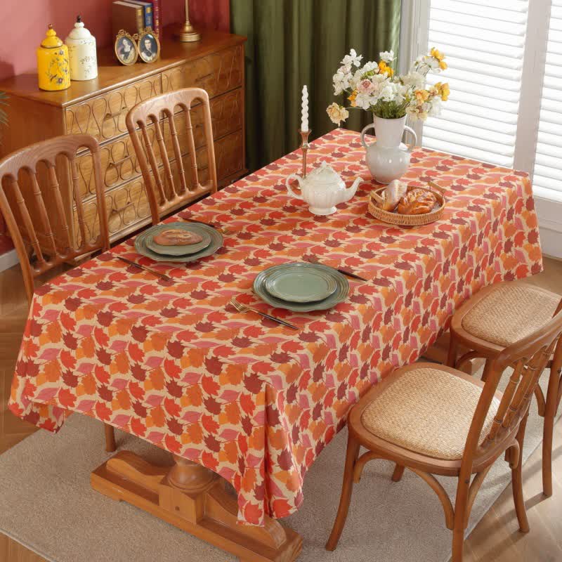Autumn Harvest Maple Leaf Tablecloth