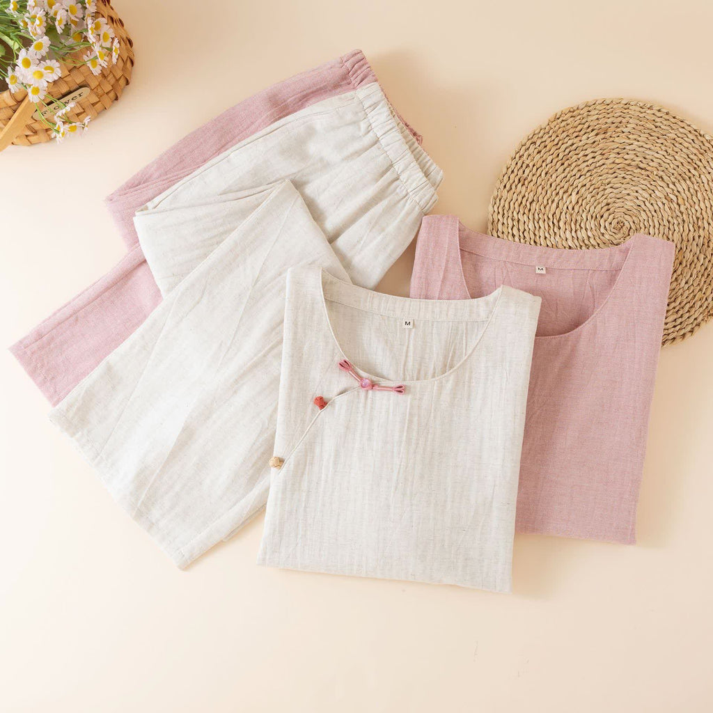 Oriental Style Buttoned Loungewear Set
