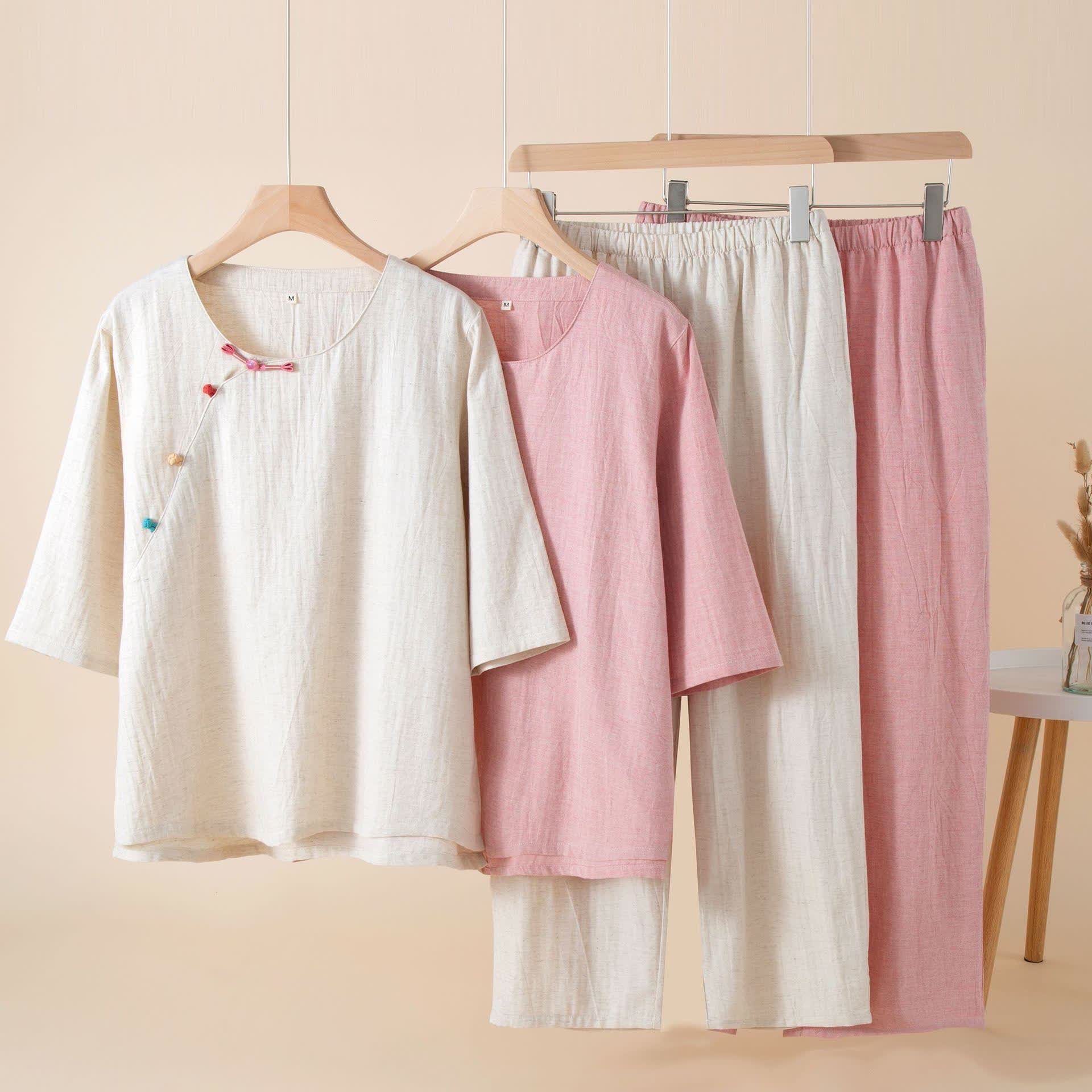 Oriental Style Buttoned Loungewear Set