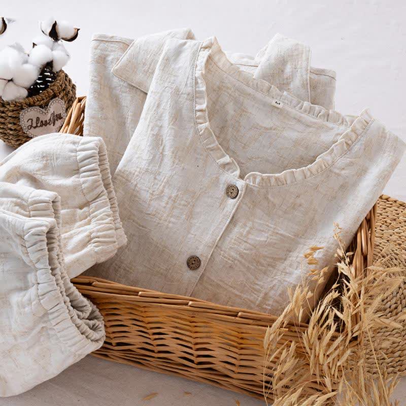 Matching Minimalist Cotton Linen Loungewear Set