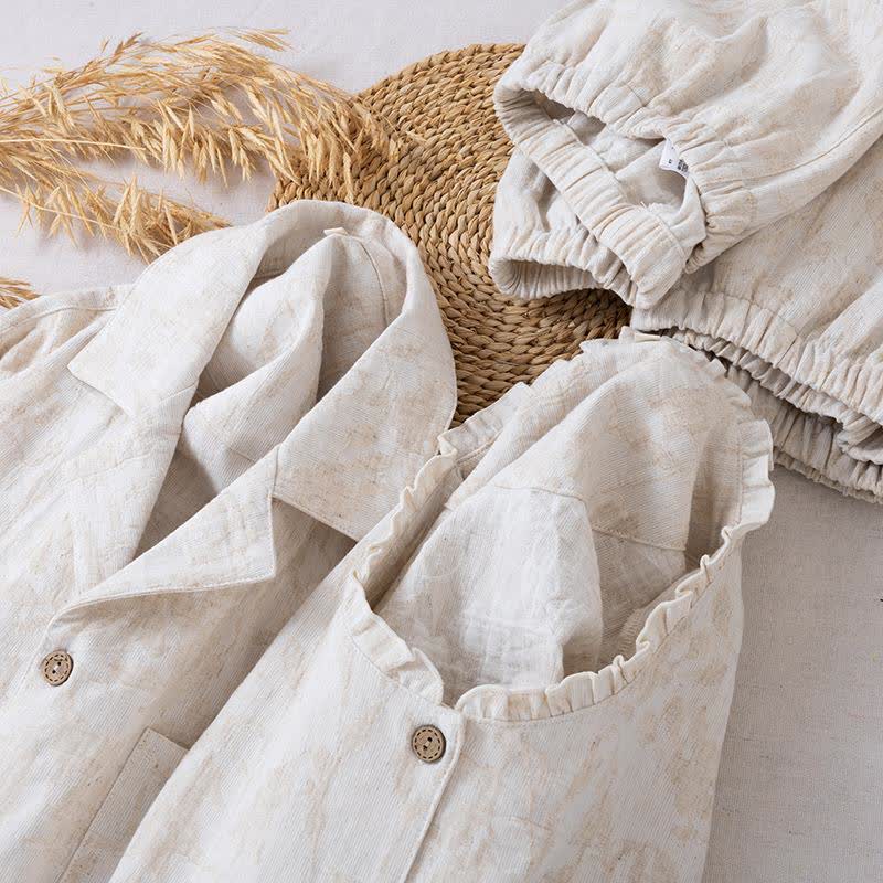 Matching Minimalist Cotton Linen Loungewear Set