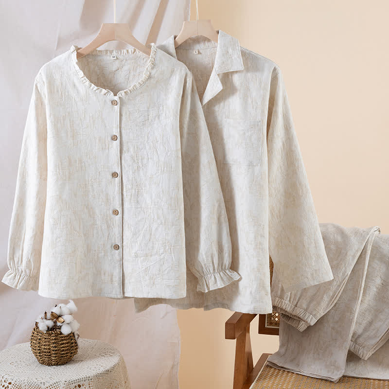 Matching Minimalist Cotton Linen Loungewear Set