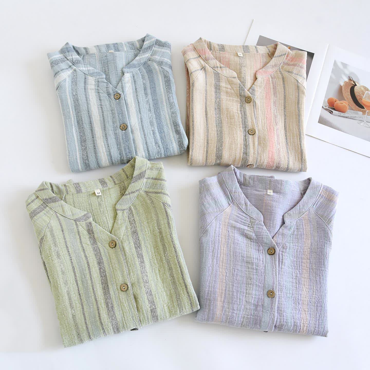 Striped Cotton Gauze Loungewear Set