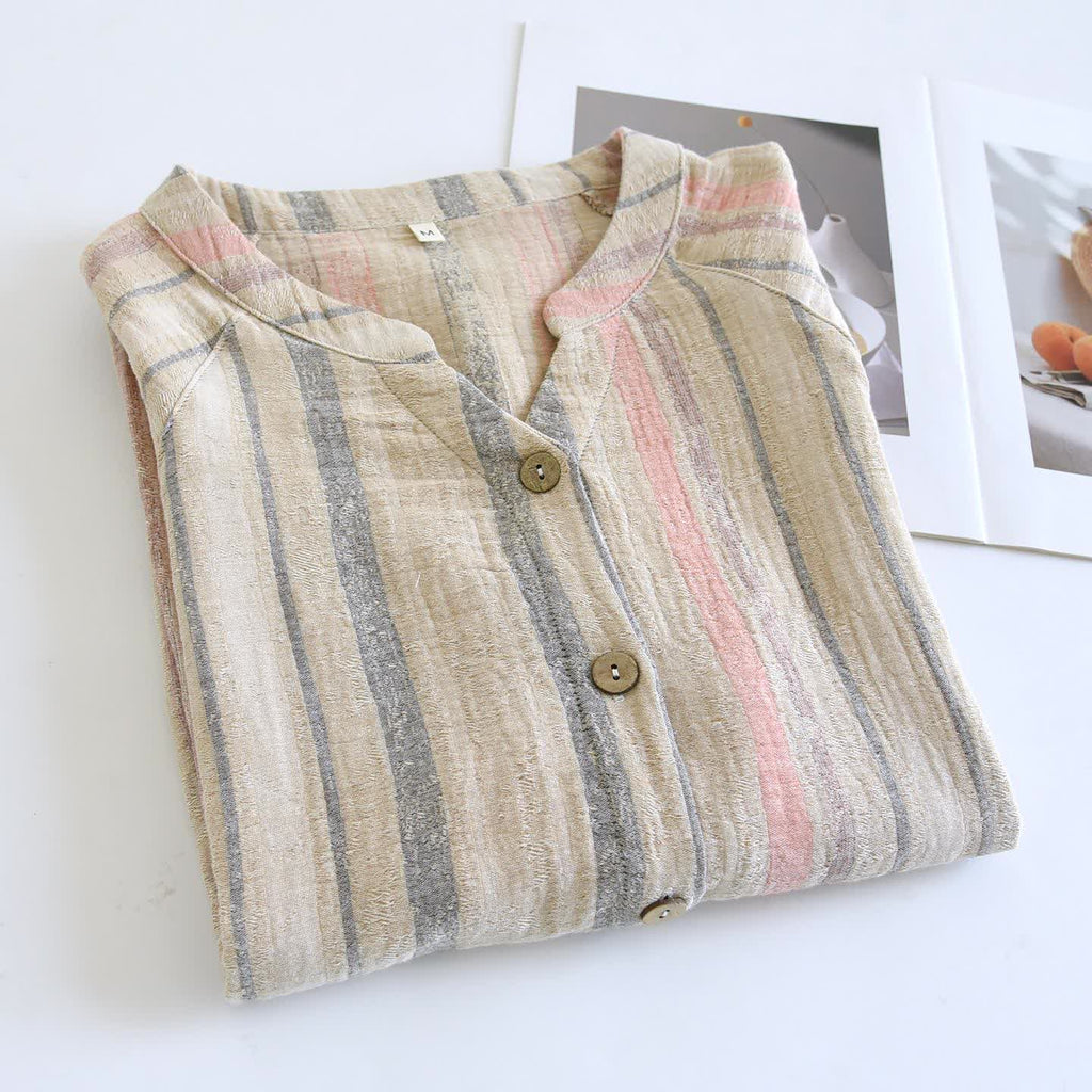 Striped Cotton Gauze Loungewear Set