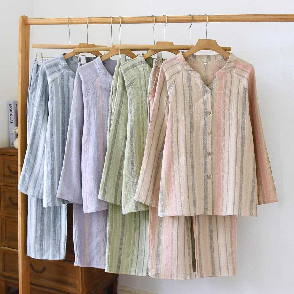 Striped Cotton Gauze Loungewear Set