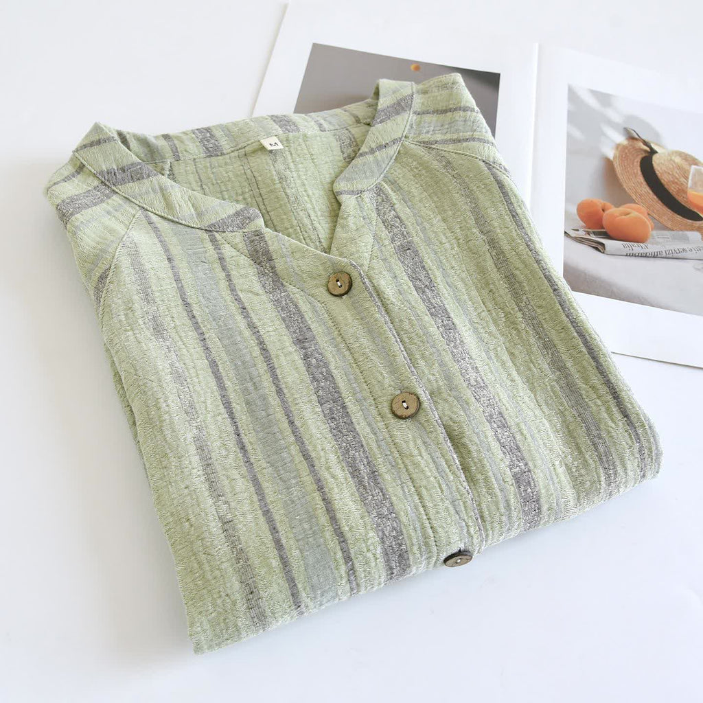 Striped Cotton Gauze Loungewear Set