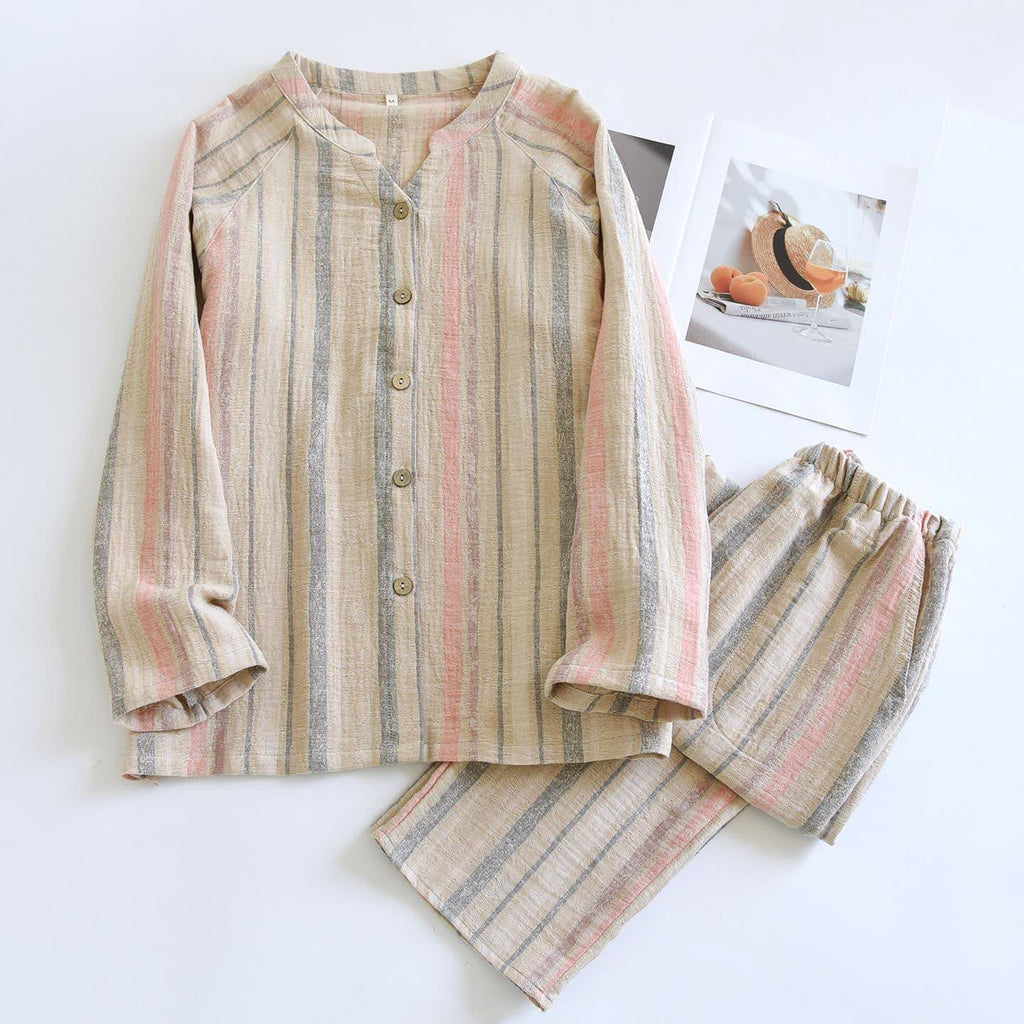 Striped Cotton Gauze Loungewear Set