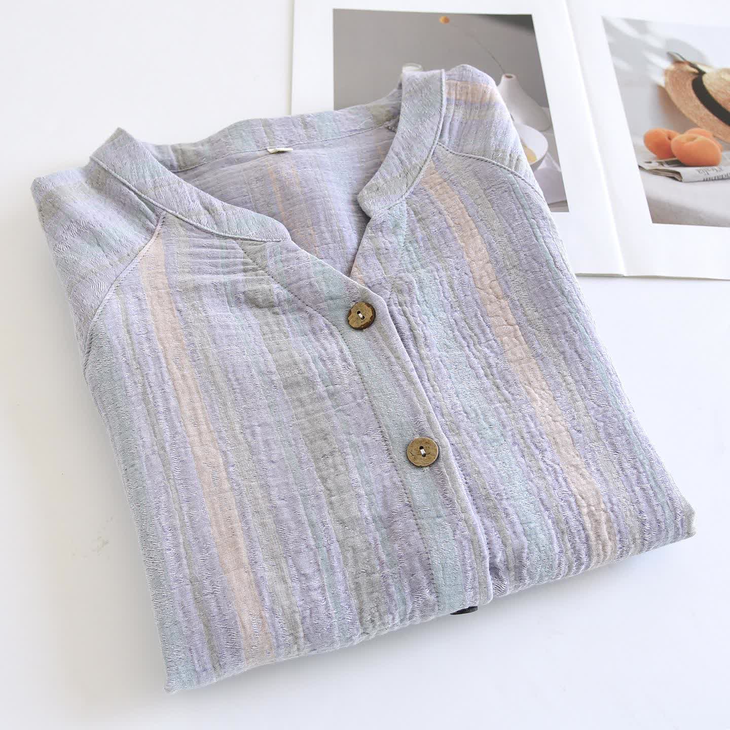 Striped Cotton Gauze Loungewear Set