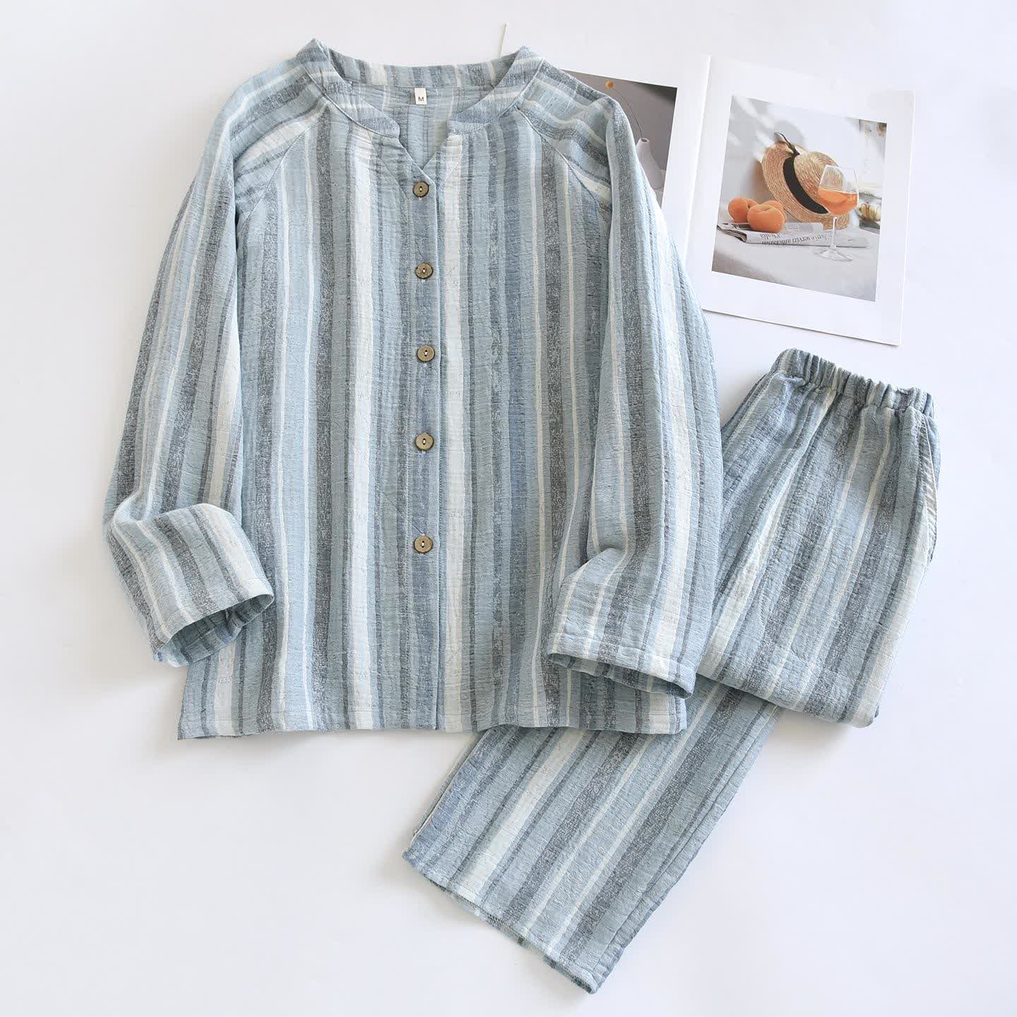 Striped Cotton Gauze Loungewear Set
