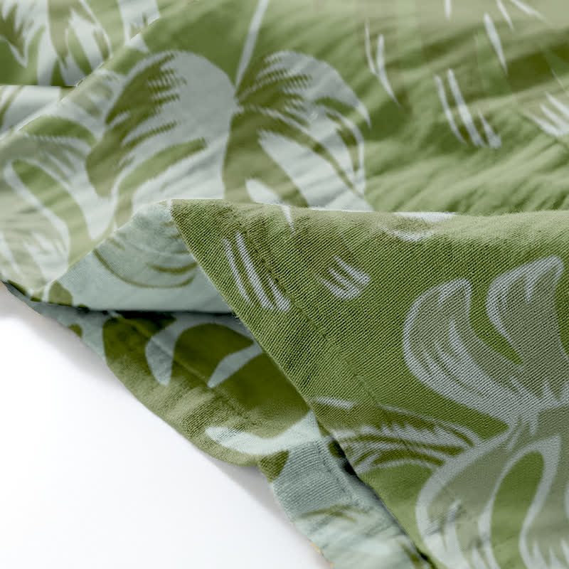 Monstera Cotton Gauze Kimono Loungewear Set