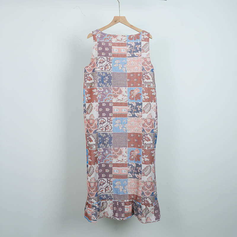Ethnic Floral Cotton Sleeveless Nightdress
