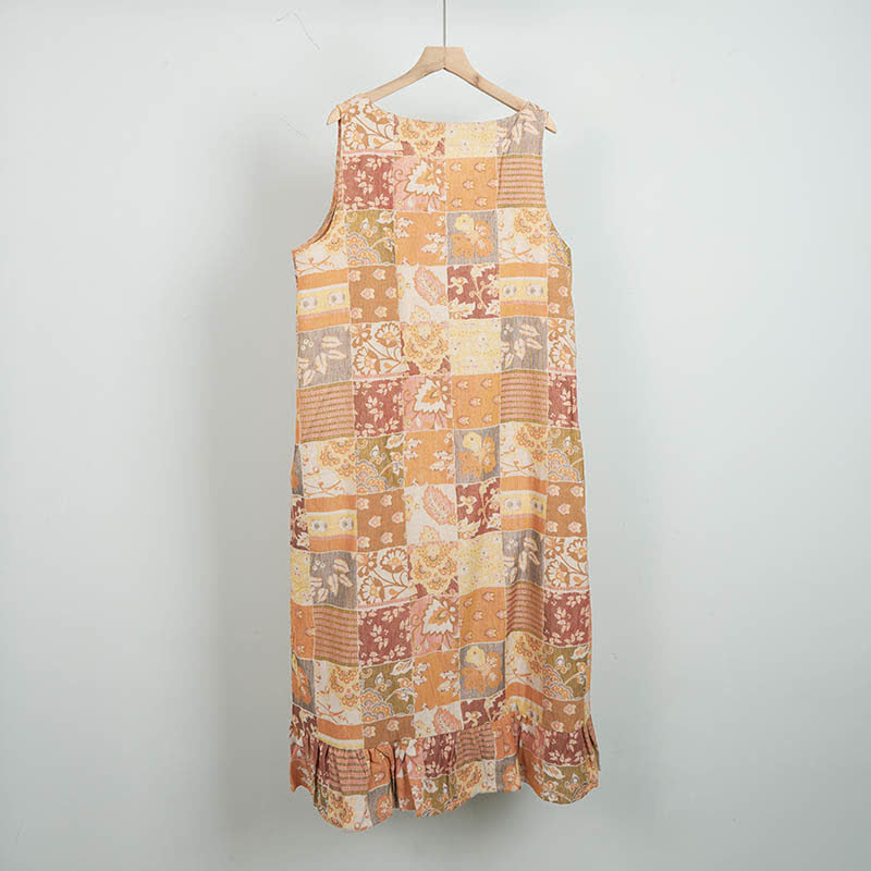 Ethnic Floral Cotton Sleeveless Nightdress