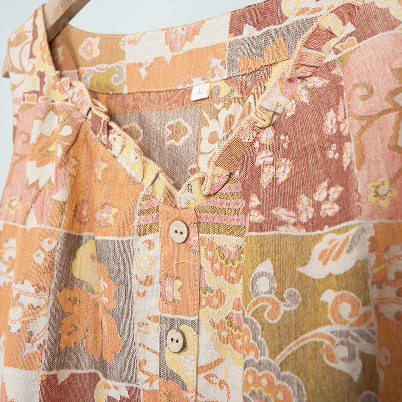 Ethnic Floral Cotton Sleeveless Nightdress