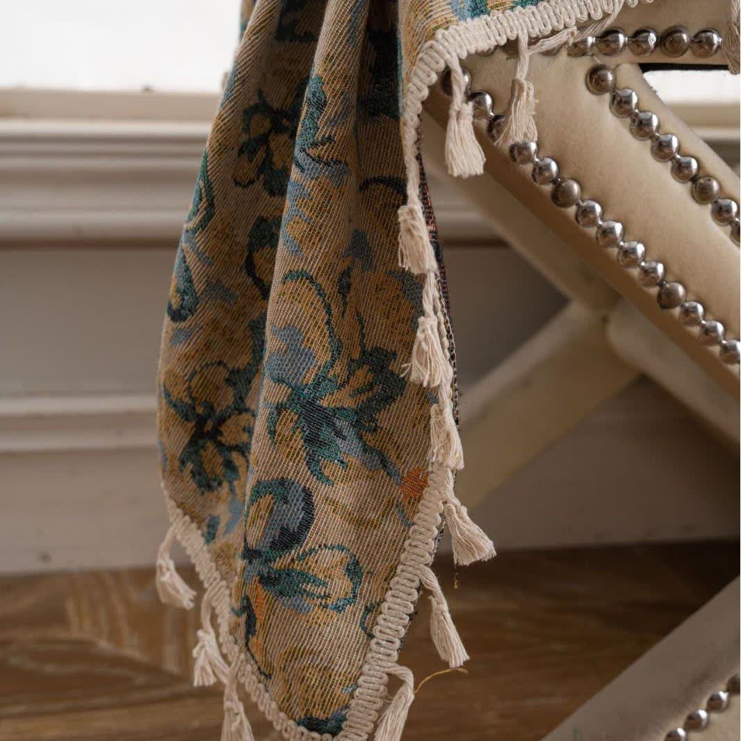 Rustic Blue Floral Light Filtering Curtain