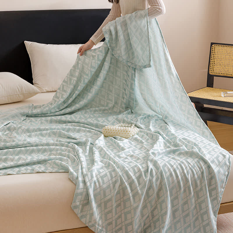 Geometric Plaid Cooling Sheet Bedspread