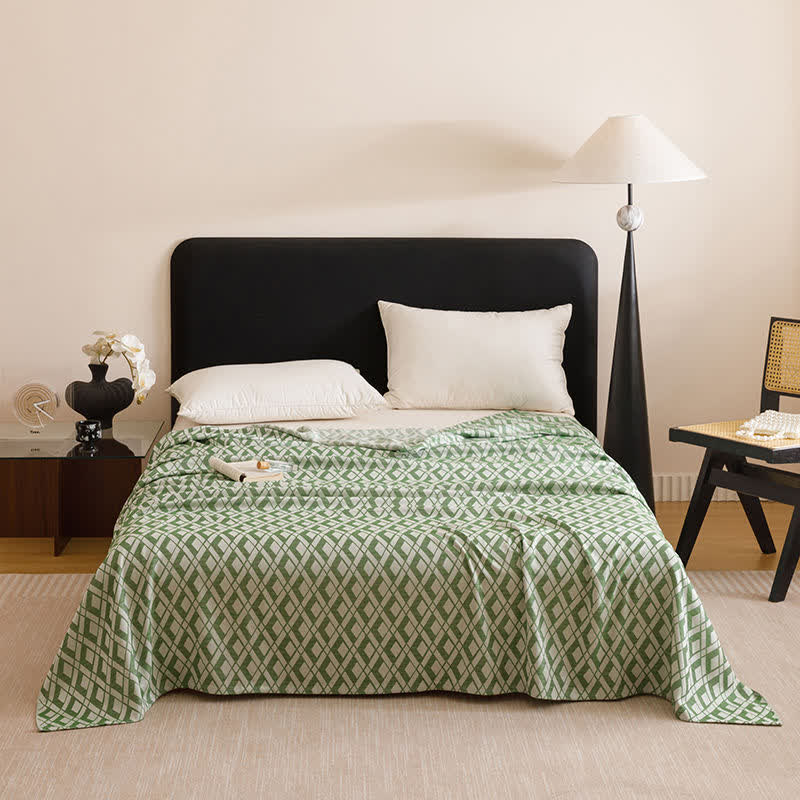 Geometric Plaid Cooling Sheet Bedspread