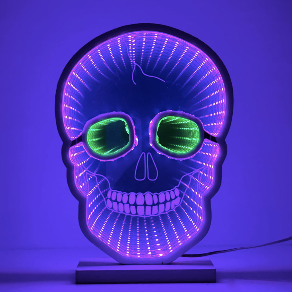 Halloween Skull Infinity Lights with Stand
