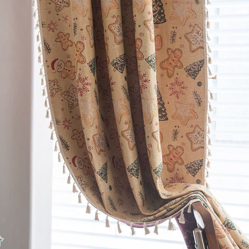 Christmas Gingerbread Man Holiday Curtain