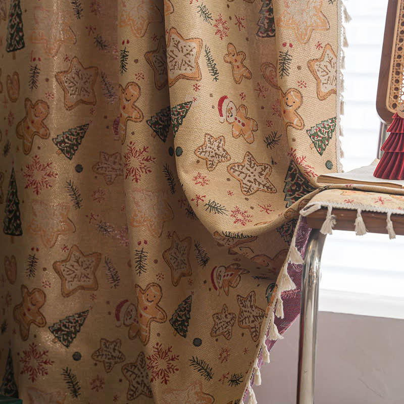 Christmas Gingerbread Man Holiday Curtain