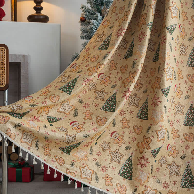 Christmas Gingerbread Man Holiday Curtain