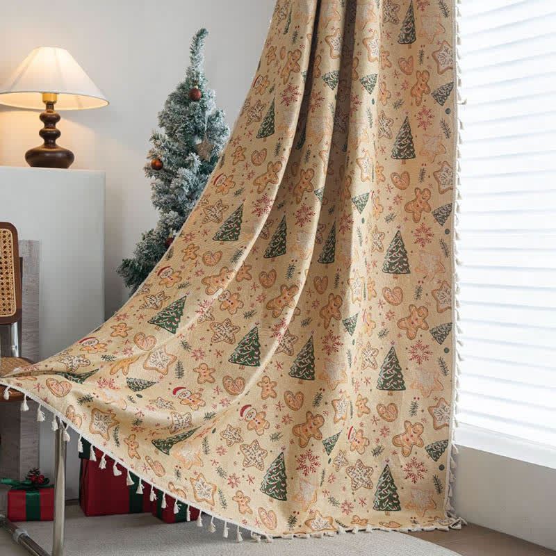 Christmas Gingerbread Man Holiday Curtain