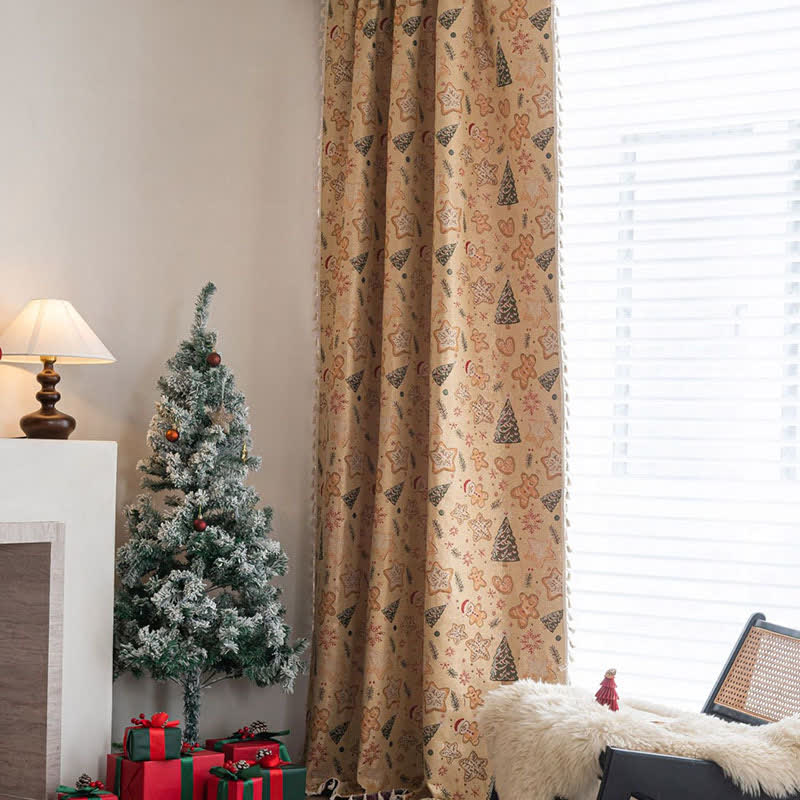 Christmas Gingerbread Man Holiday Curtain