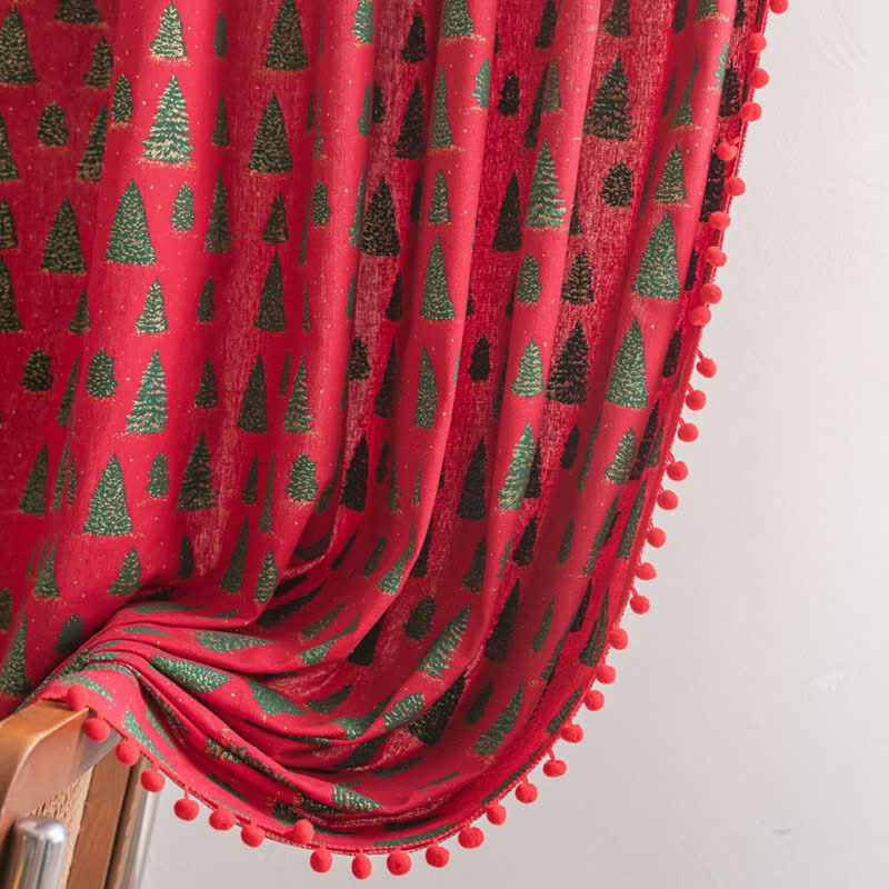 Christmas Fir Tree Holiday Curtain