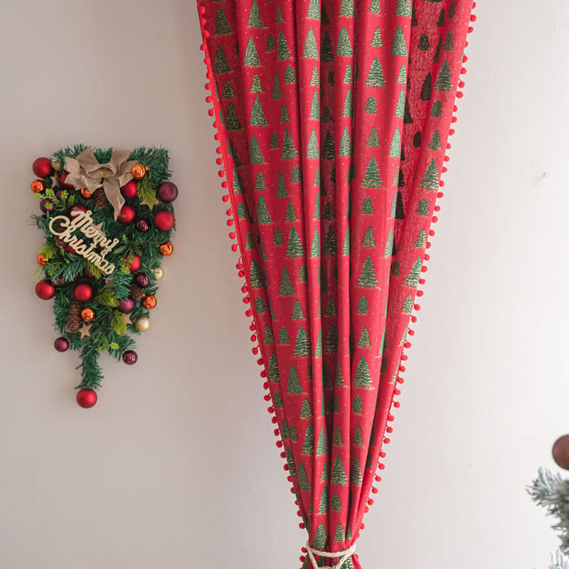 Christmas Fir Tree Holiday Curtain