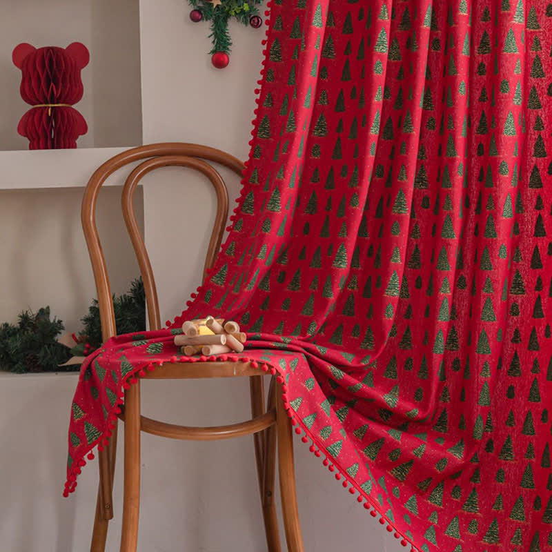 Christmas Fir Tree Holiday Curtain