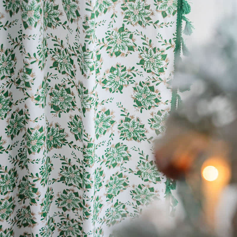 Christmas Floral Edelweiss Print Curtain