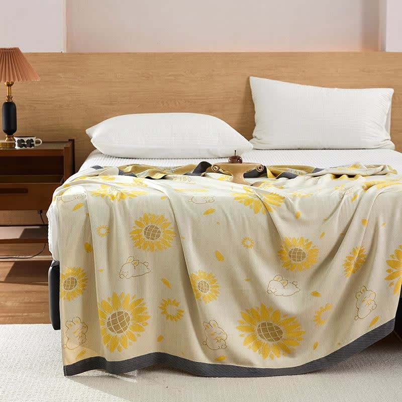 Sunflower Rabbit Cooling Sheet Bedspread