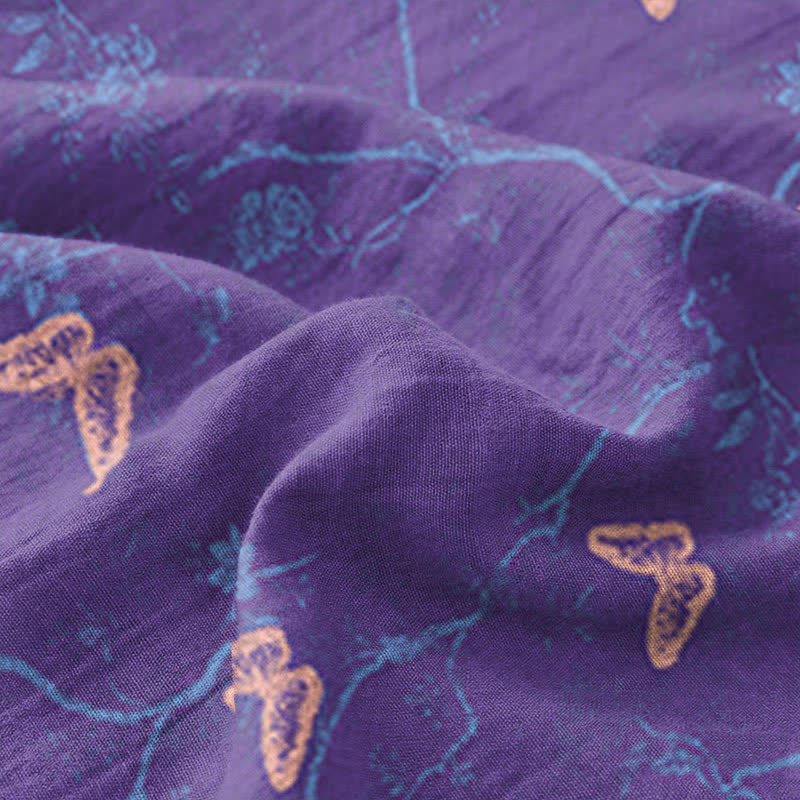 Nature-inspired Butterfly Cotton Sheet Bedspread