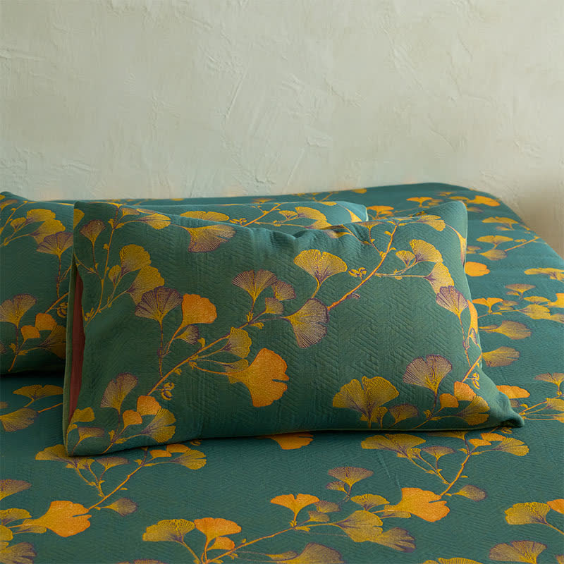 Large Ginkgo Leaf Cotton Fitted Sheet
