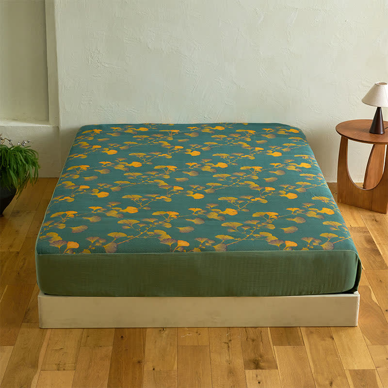 Large Ginkgo Leaf Cotton Fitted Sheet