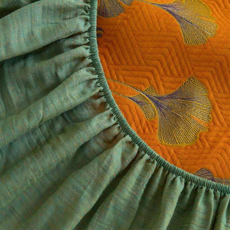Large Ginkgo Leaf Cotton Fitted Sheet