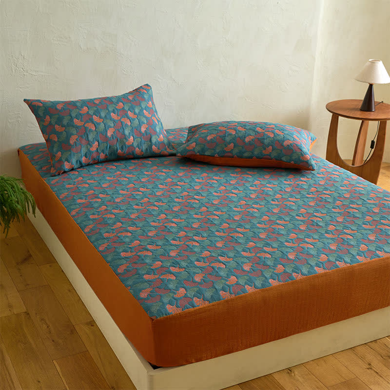 Ginkgo Cotton Gauze Jacquard Fitted Sheet