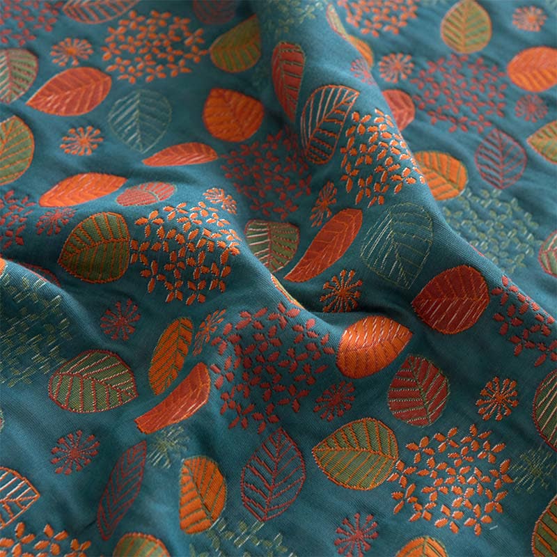 Leaf Print Cotton Gauze  Fitted Sheet