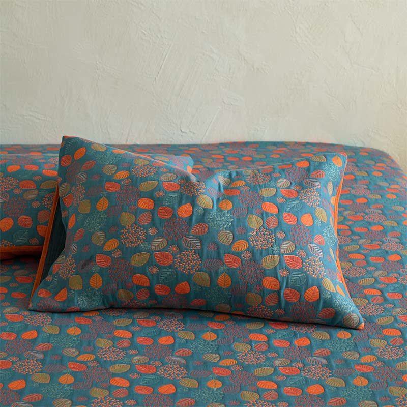 Leaf Print Cotton Gauze  Fitted Sheet