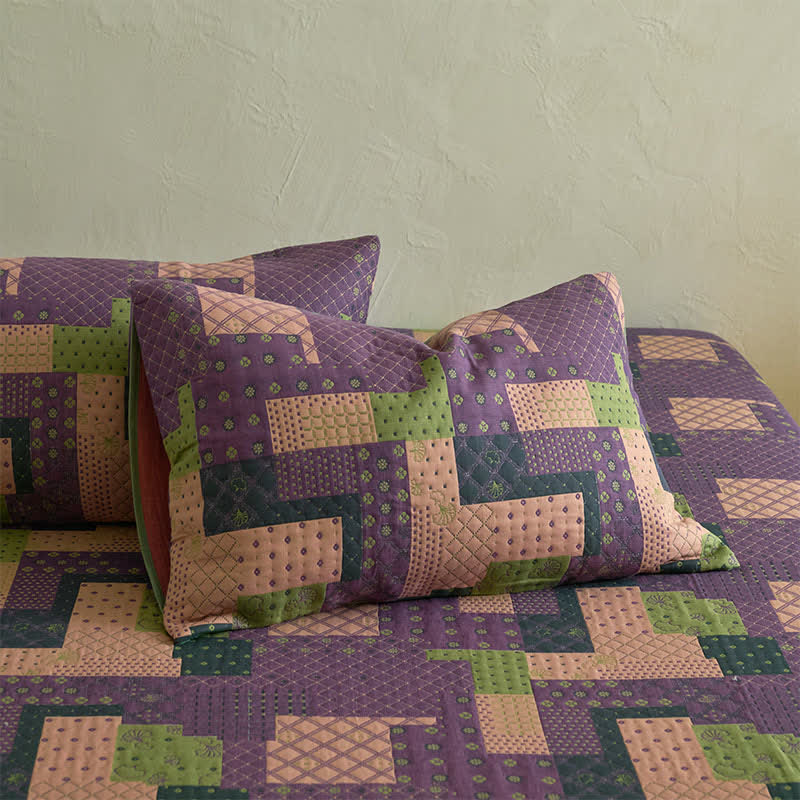 Patchwork Cotton Gauze Jacquard Fitted Sheet