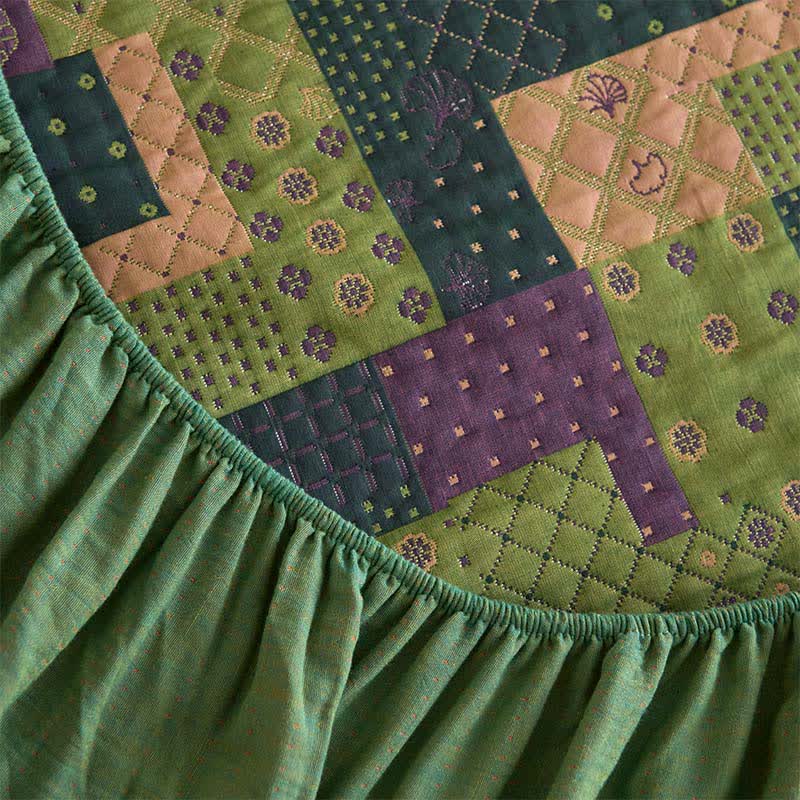 Patchwork Cotton Gauze Jacquard Fitted Sheet