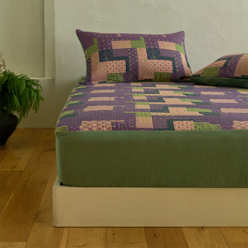 Patchwork Cotton Gauze Jacquard Fitted Sheet
