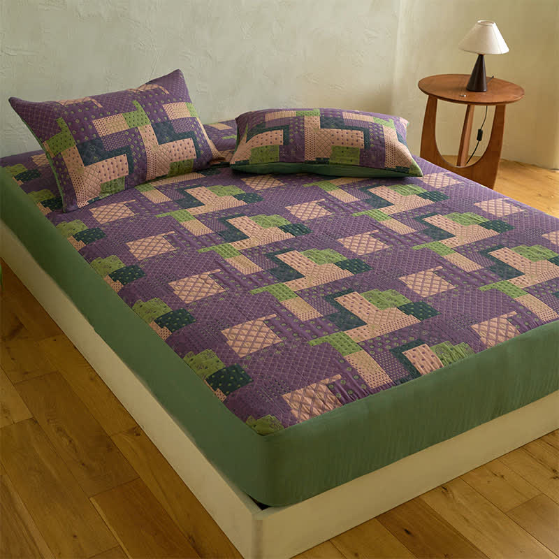 Patchwork Cotton Gauze Jacquard Fitted Sheet