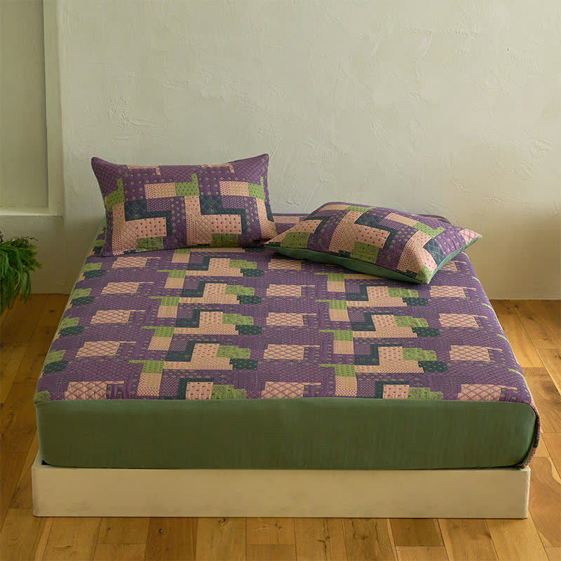 Patchwork Cotton Gauze Jacquard Fitted Sheet