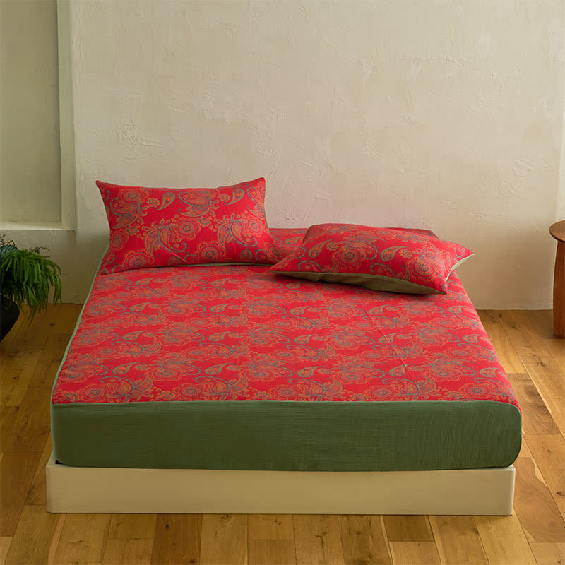 Paisley Floral Cotton Jacquard Fitted Sheet