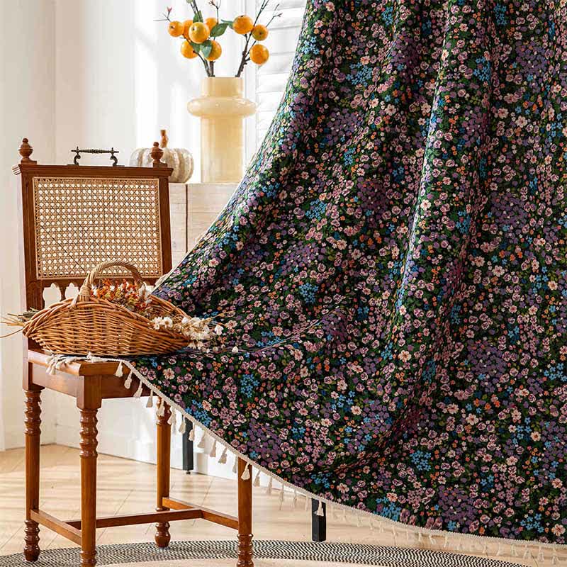 Cherry Blossoms Print Tassel Curtain