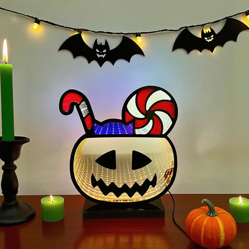 3D Pumpkin Infinity Lights Halloween Decoration