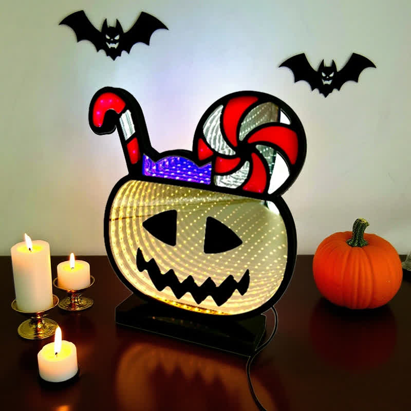 3D Pumpkin Infinity Lights Halloween Decoration